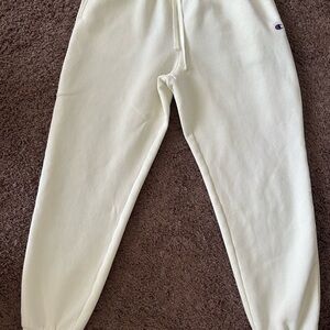 Champion Women’s Cream/Off-White Sweatpants with Logo